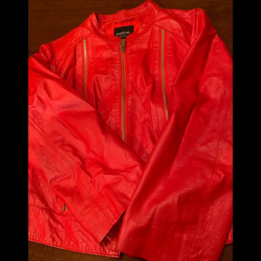 Real leather rare red BEBE just, like new, size L